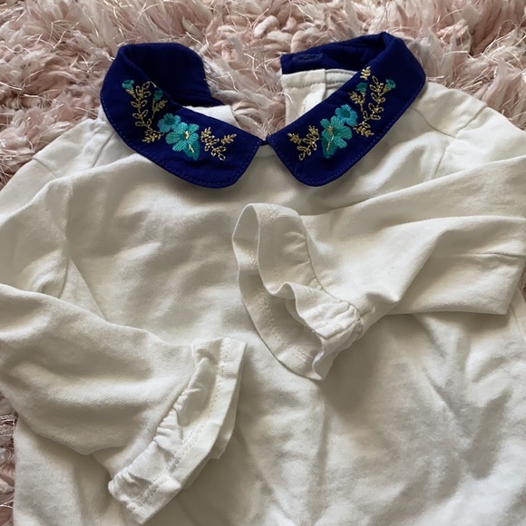 Janie and Jack long ruffle cuff sleeve Peter Pan embroidered collar - Picture 3 of 3